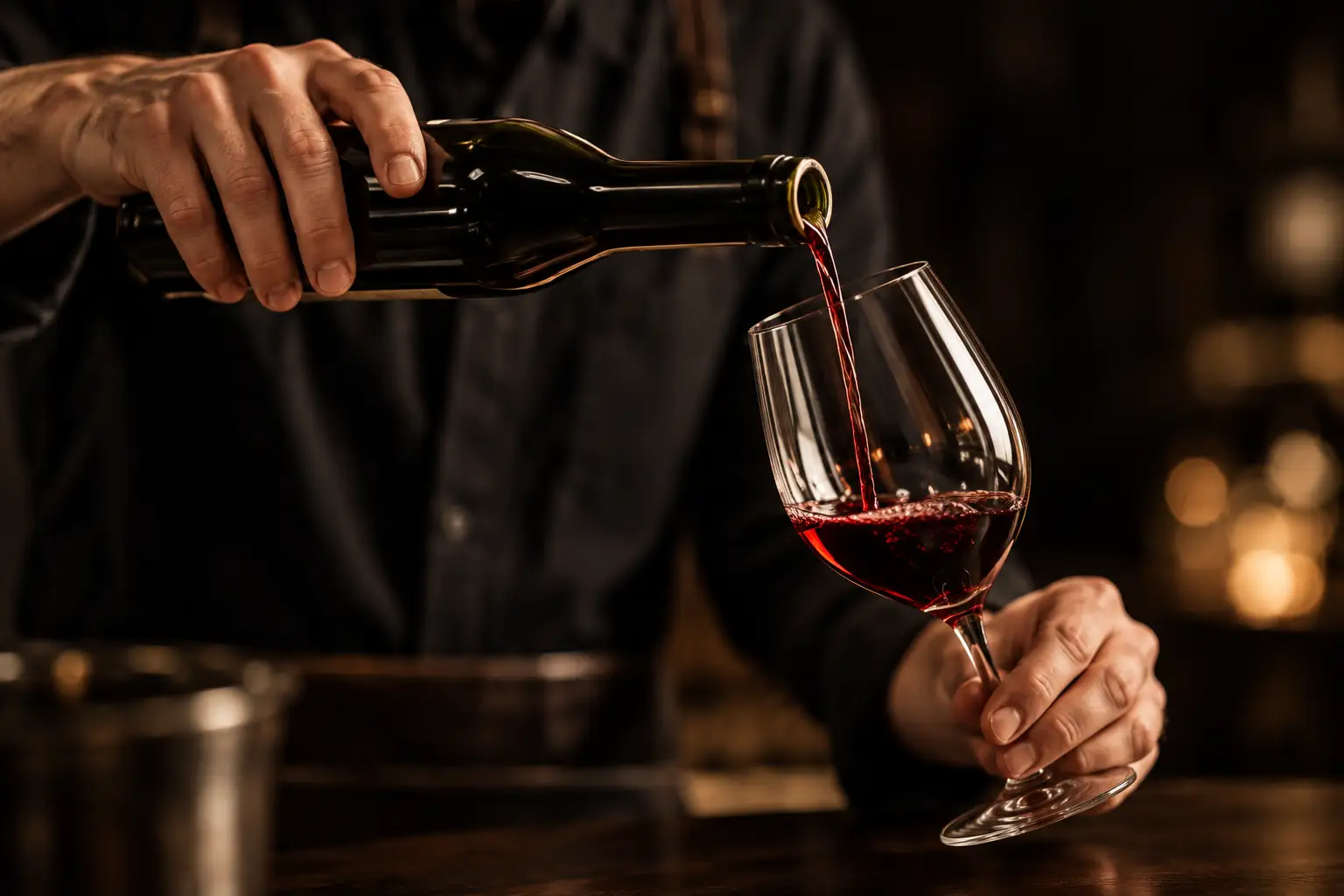Vinho sendo servido durante uma degustação